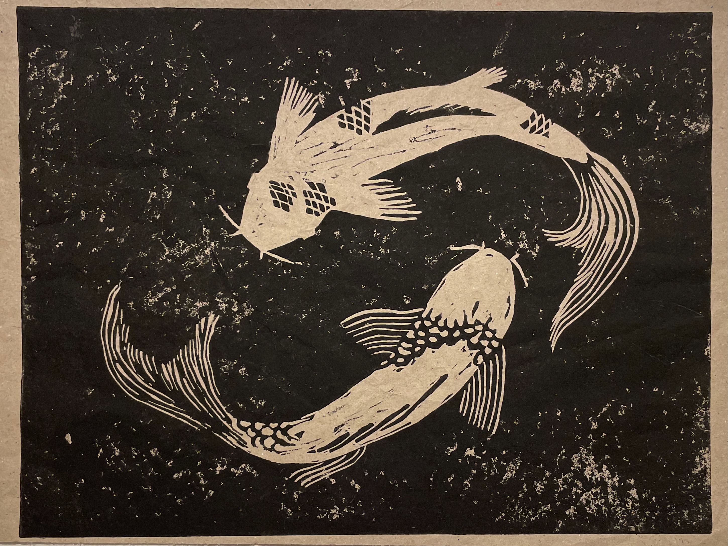 Koi linocut print